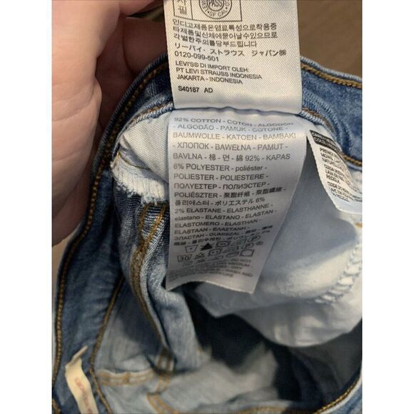 Levi’s Womens Medium Blue Distressed High Rise Denim Jean Shorts 28 - Picture 3 of 3